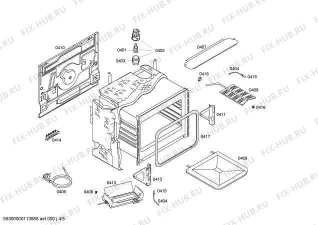 Взрыв-схема плиты (духовки) Bosch HSG222020E - Схема узла 04