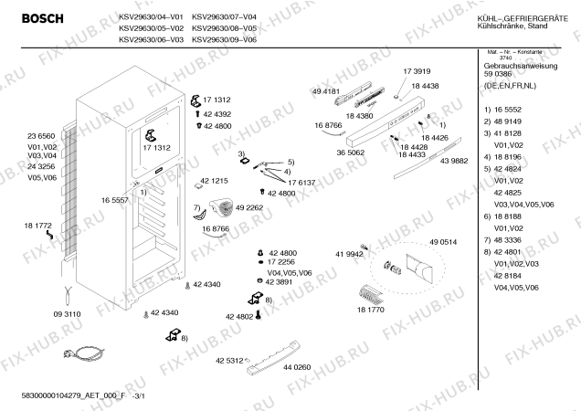 Схема №2 KSV29630 с изображением Переключатель для холодильной камеры Bosch 00424392