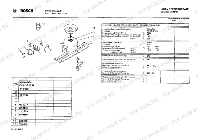 Взрыв-схема холодильника Bosch KSC3550CH - Схема узла 03