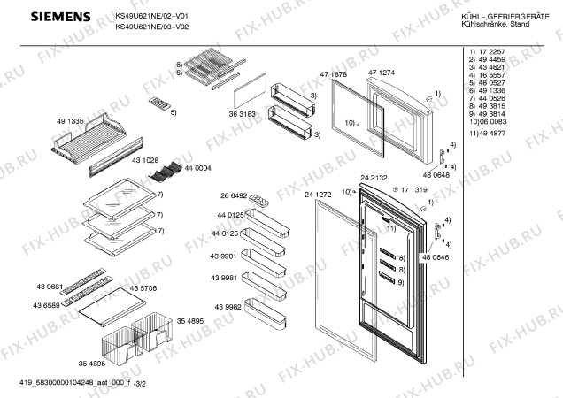 Схема №1 KSU45630NE с изображением Крышка для холодильника Bosch 00435680
