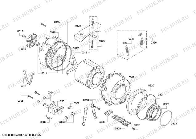 Взрыв-схема стиральной машины Bosch WAE24442CH Bosch Maxx 7 VarioPerfect - Схема узла 03