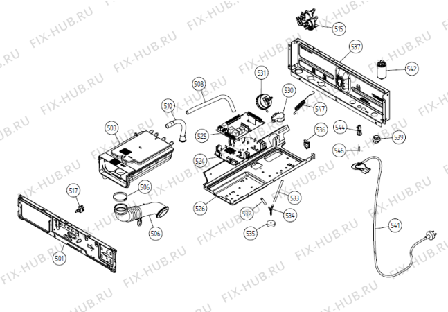 Взрыв-схема стиральной машины Gorenje W6441 AU   -Titanium (900003313, WM50AU) - Схема узла 05