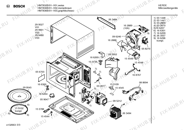 Схема №3 HMT830B с изображением Панель управления для микроволновой печи Bosch 00350935
