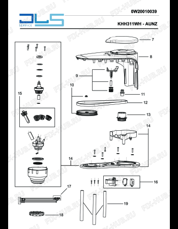 Взрыв-схема кухонного комбайна KENWOOD KHH311WH multione MIXER - Схема узла 2