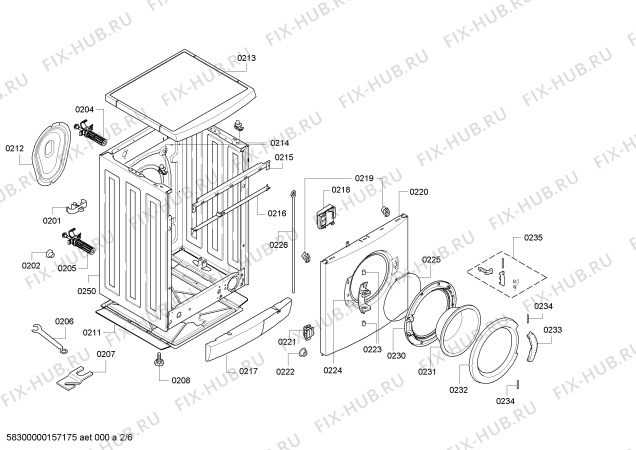 Взрыв-схема стиральной машины Bosch WAE284A5 Maxx 7 VarioPerfect - Схема узла 02