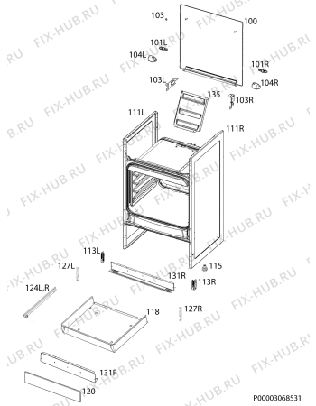 Взрыв-схема плиты (духовки) Electrolux EKG961300X - Схема узла Housing 001