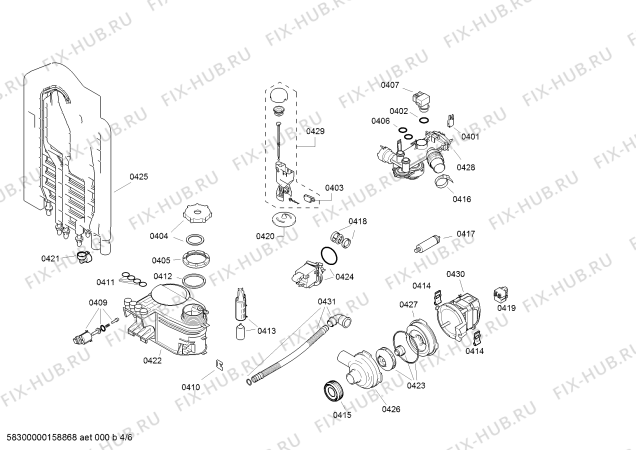 Взрыв-схема посудомоечной машины Bosch SGV53E43GB - Схема узла 04