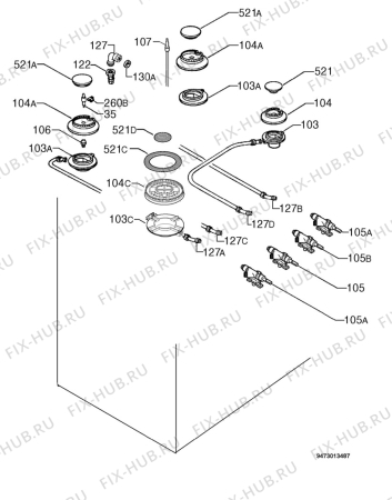 Взрыв-схема плиты (духовки) Electrolux EKM6735X - Схема узла Functional parts 267