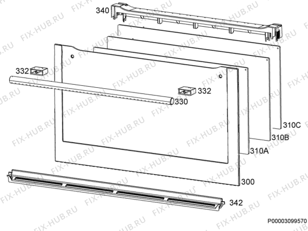 Взрыв-схема плиты (духовки) Electrolux FQV465CXE - Схема узла Door