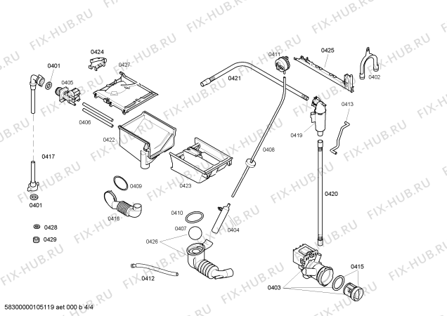 Взрыв-схема стиральной машины Bosch WFO2452SN Maxx WFO2452 - Схема узла 04