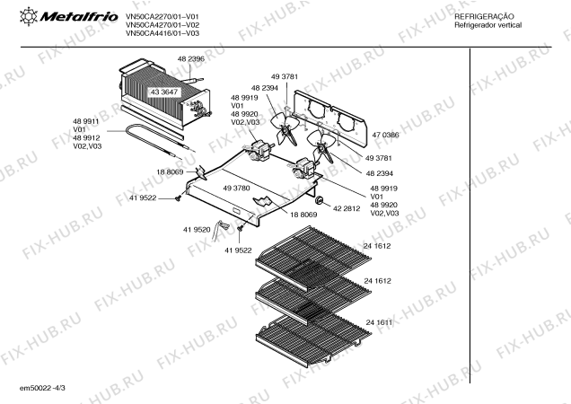 Взрыв-схема холодильника Metalfrio VN50CA4416 CONSERVADOR VERTICAL - Схема узла 03