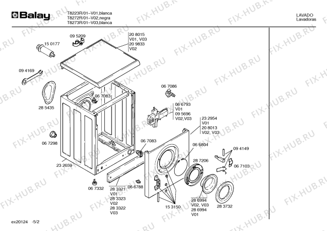 Взрыв-схема стиральной машины Balay T8223R - Схема узла 02