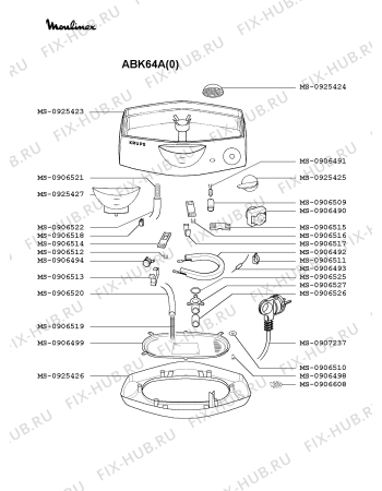 Взрыв-схема мультиварки (пароварки) Moulinex ABK64A(0) - Схема узла HP002230.1P2