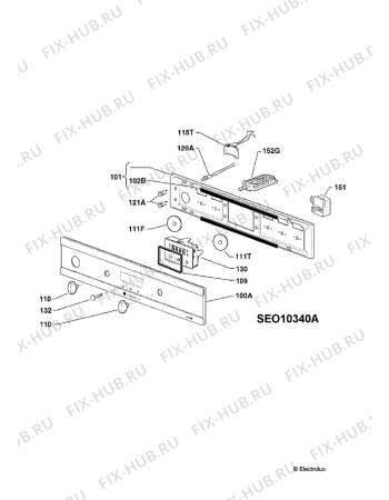 Взрыв-схема плиты (духовки) Electrolux EBGL4XSP - Схема узла Command panel 037