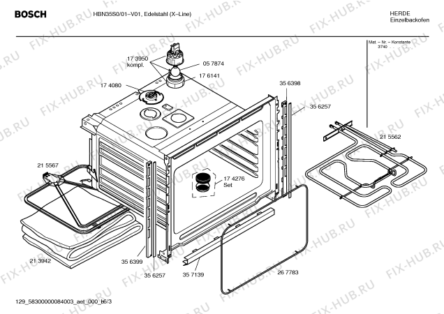 Схема №2 HBN35S0 с изображением Инструкция по эксплуатации для электропечи Bosch 00527612