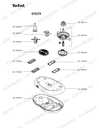 Взрыв-схема кухонного комбайна Tefal 676278 - Схема узла CP000577.2P2