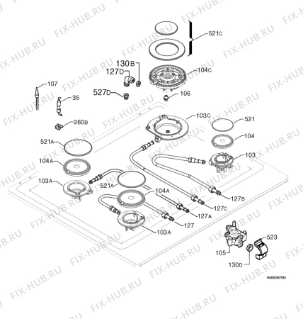 Взрыв-схема плиты (духовки) Aeg Electrolux 65554G-M - Схема узла Functional parts 267