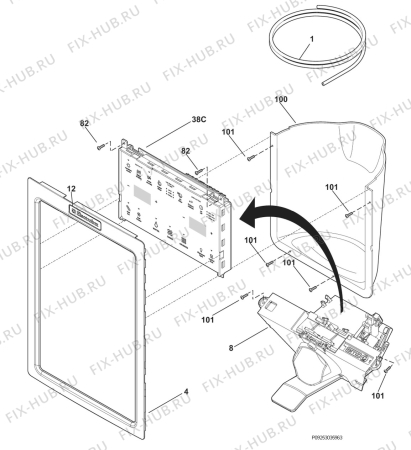 Взрыв-схема холодильника Electrolux ENL62801X - Схема узла Water distributor