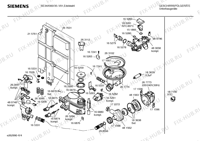 Взрыв-схема посудомоечной машины Siemens SE34A560 Star Collection - Схема узла 04