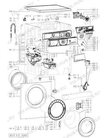 Схема №1 AWM 6100 с изображением Обшивка для стиралки Whirlpool 481245214194