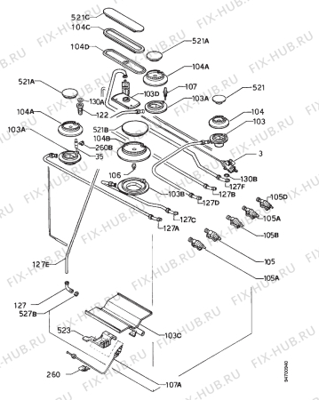 Взрыв-схема плиты (духовки) Zanussi ZC950GW - Схема узла Functional parts 267