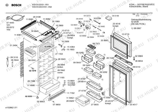 Схема №1 KSV2623 с изображением Панель управления для холодильной камеры Bosch 00299954