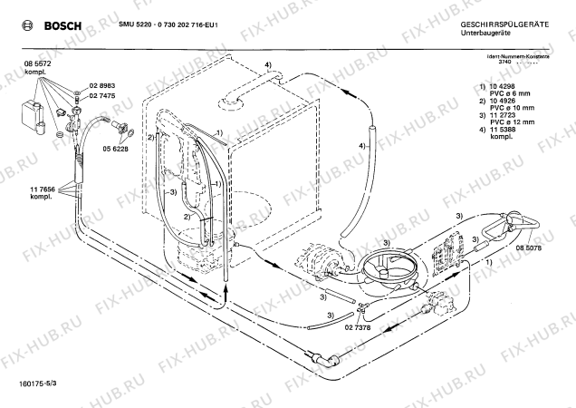 Взрыв-схема посудомоечной машины Bosch 0730202716 SMU5220 - Схема узла 03