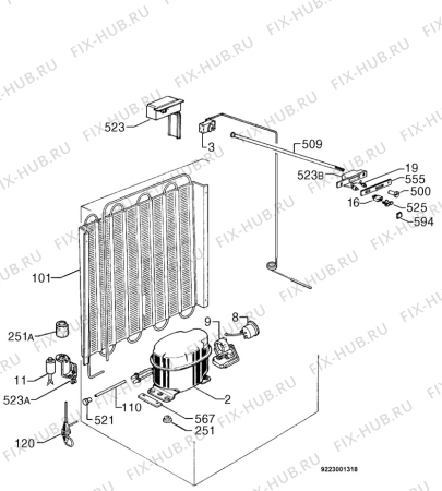 Взрыв-схема холодильника Electrolux EU6020T - Схема узла Cooling system 017