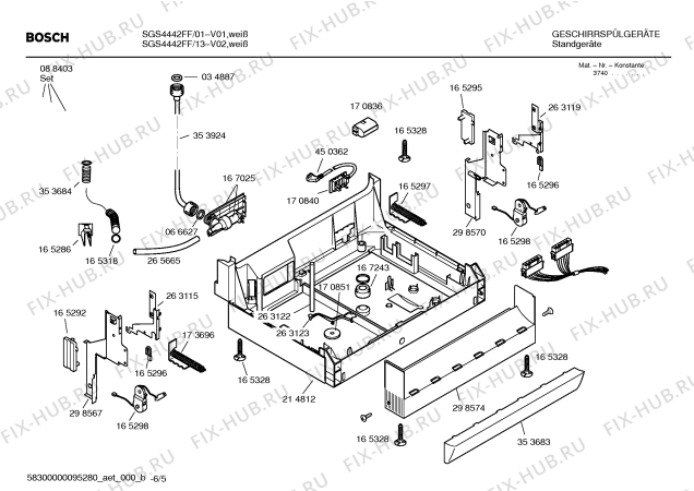 Взрыв-схема посудомоечной машины Bosch SGS4442FF - Схема узла 05