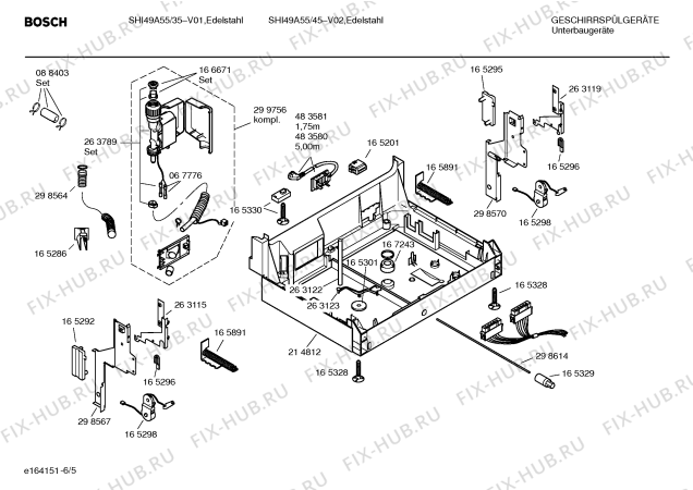 Взрыв-схема посудомоечной машины Bosch SHI49A55 Silence comfort - Схема узла 05