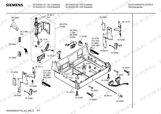Схема №3 SE55A591 с изображением Инструкция по эксплуатации для посудомойки Siemens 00589358