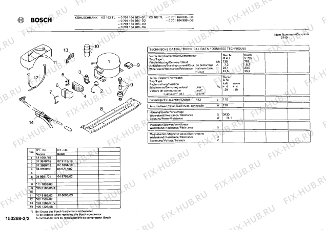 Схема №2 0701164964 KS162TL с изображением Планка для холодильной камеры Bosch 00075161