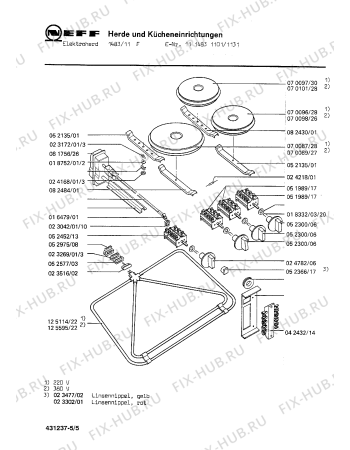 Взрыв-схема плиты (духовки) Neff 1114831131 1483/11F - Схема узла 05