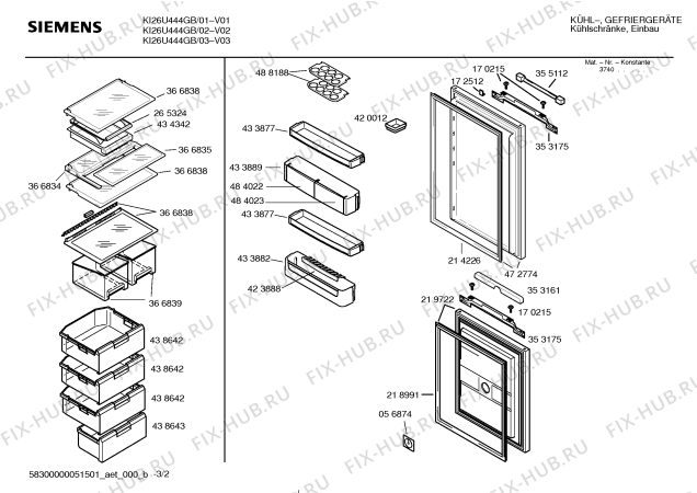 Взрыв-схема холодильника Siemens KI26U444GB - Схема узла 02
