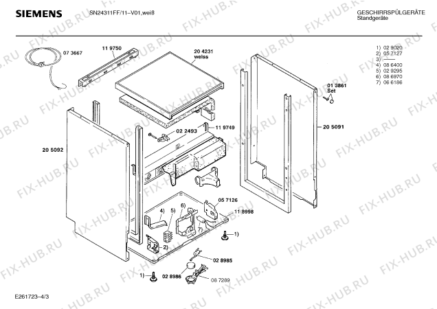 Схема №1 SN24311FF с изображением Панель для посудомоечной машины Siemens 00288002