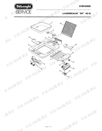 Схема №1 HG 58 с изображением Запчасть для мультигриля DELONGHI 591977