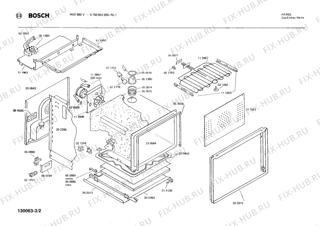 Взрыв-схема плиты (духовки) Bosch 0750842055 HGE682V - Схема узла 02