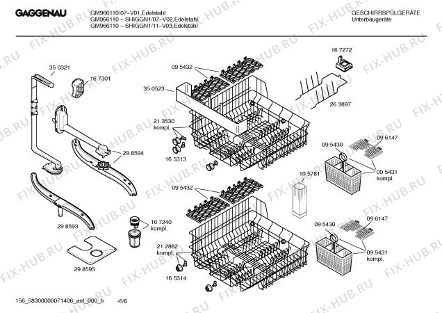 Взрыв-схема посудомоечной машины Gaggenau SHIGGN1 GM966110 - Схема узла 06