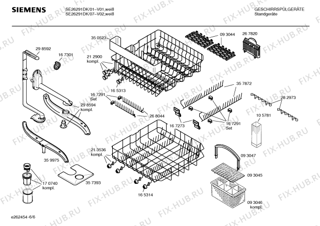 Взрыв-схема посудомоечной машины Siemens SE26291DK - Схема узла 06