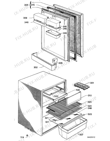 Взрыв-схема холодильника Electrolux ASD1220 - Схема узла C40 Door & interior B
