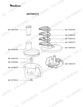 Взрыв-схема кухонного комбайна Moulinex AATX42(T) - Схема узла DP002632.9P3