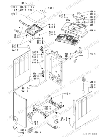 Схема №1 AWE 9725 с изображением Декоративная панель для стиральной машины Whirlpool 481245215319