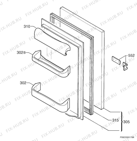 Взрыв-схема холодильника Zoppas ZOP160 - Схема узла Door 003