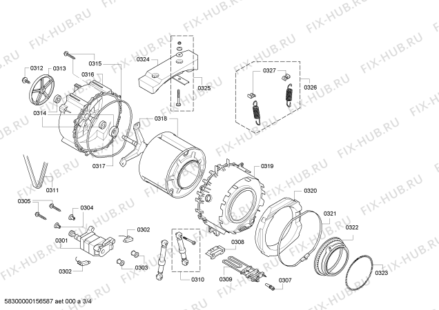 Взрыв-схема стиральной машины Siemens WM16E463DN IQ300 varioPerfect - Схема узла 03