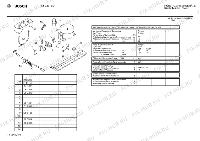 Схема №1 KS23V01 с изображением Компрессор для холодильника Siemens 00141061