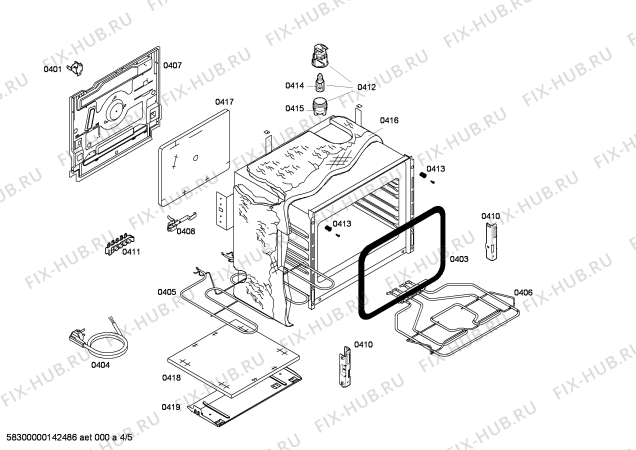 Взрыв-схема плиты (духовки) Siemens HM423210N - Схема узла 04