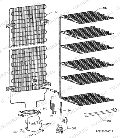 Взрыв-схема холодильника Aeg A52200GSW0 - Схема узла Cooling system 017