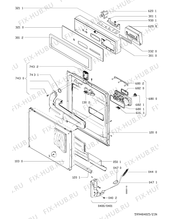 Схема №1 GSI 2150 SW с изображением Дверца для электропосудомоечной машины Whirlpool 481944019863