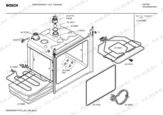 Взрыв-схема плиты (духовки) Bosch HBN334550 - Схема узла 03