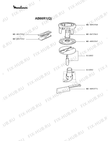 Взрыв-схема кухонного комбайна Moulinex AB66R1(Q) - Схема узла JP000448.3P2